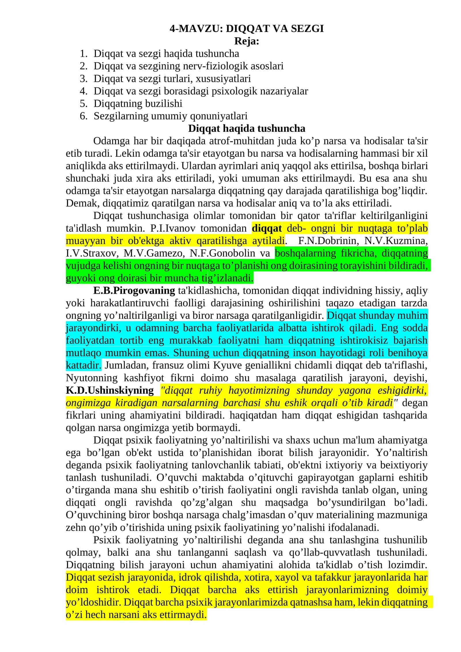 DIQQAT VA SEZGI