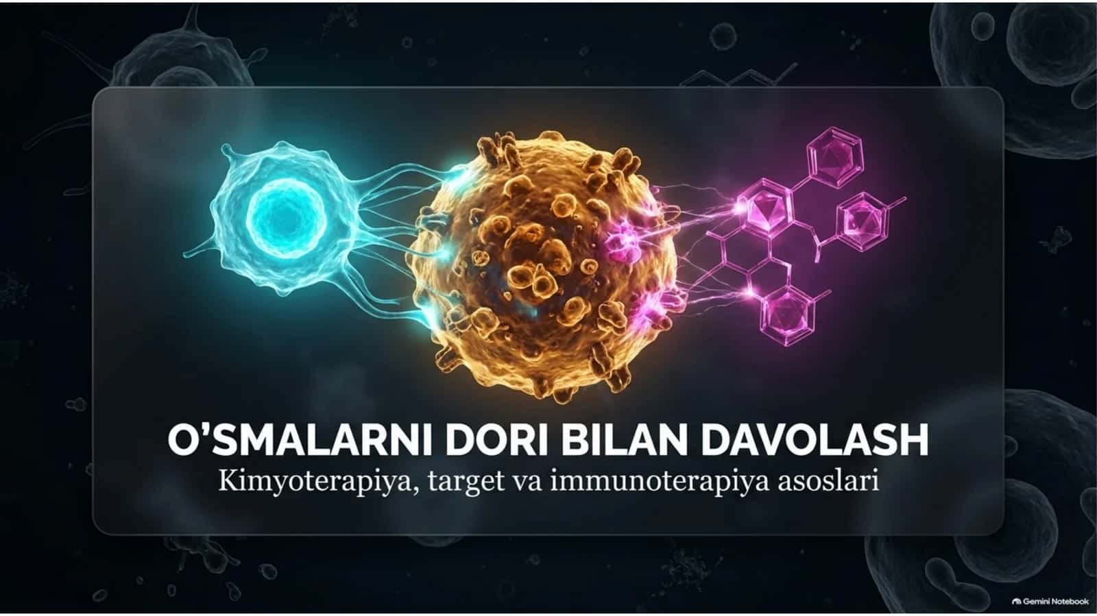 O‘smalarni dori bilan davolash | Kimyoterapiya, target va immunoterapiya — 15 slayd