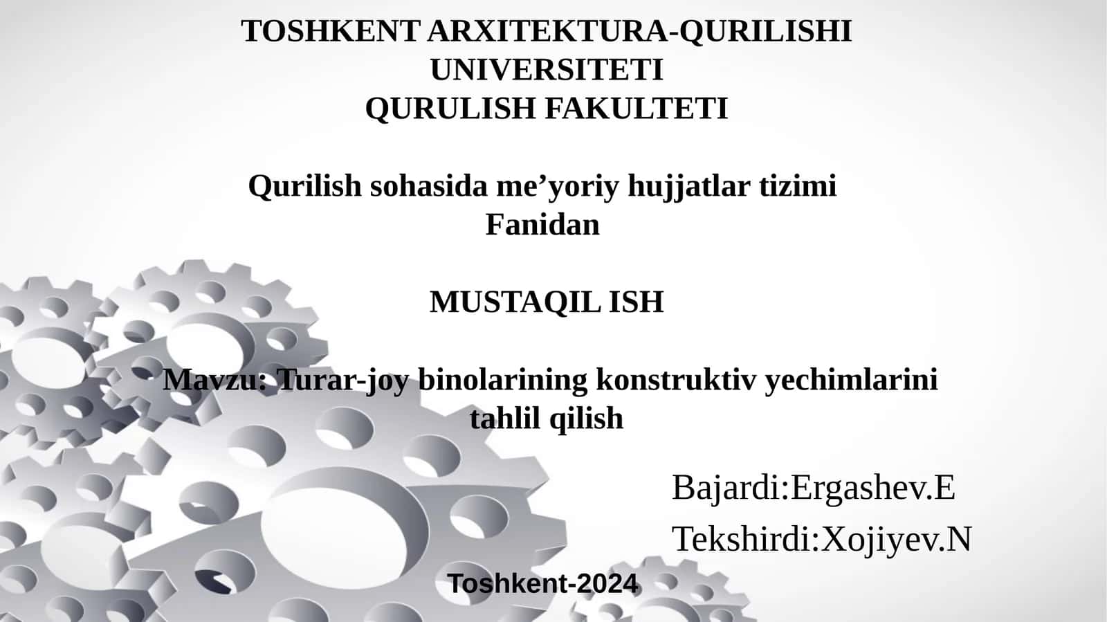 Turar-joy binolarining konstruktiv yechimlarini tahlil qilish