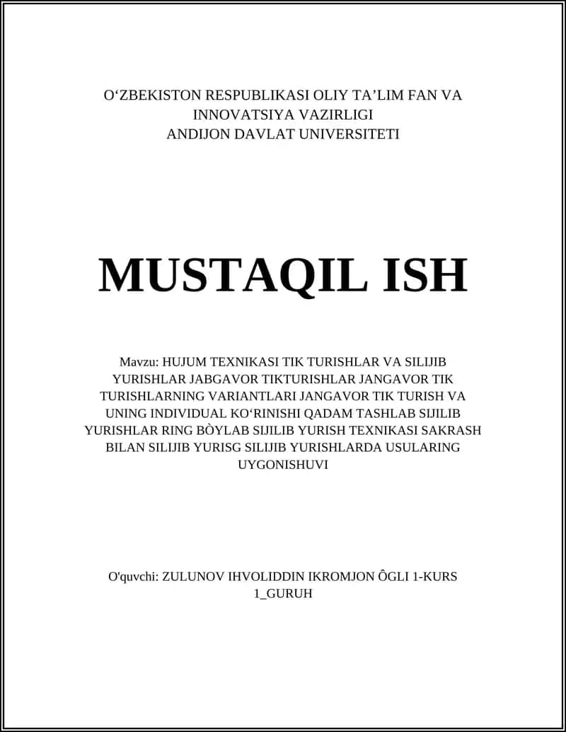 Hujum Texnikasi: Tik Turish Asoslari