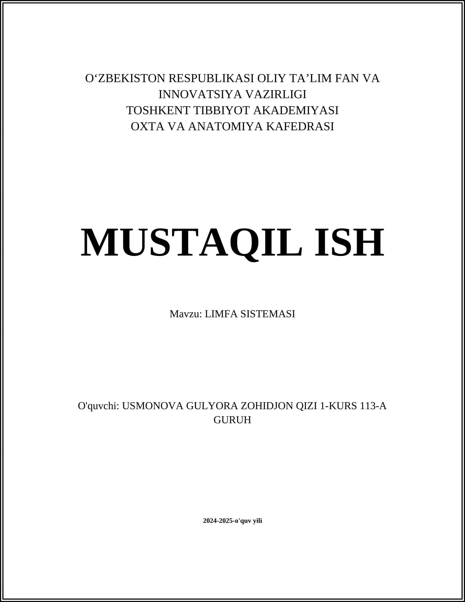 LIMFA SISTEMASI