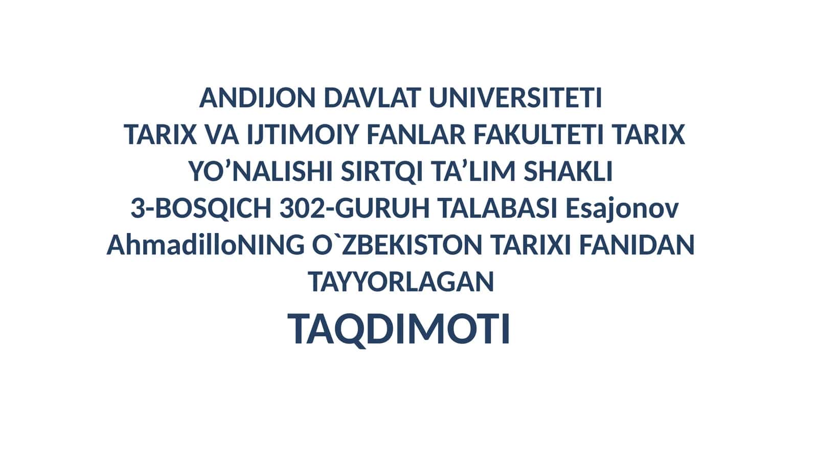 O`ZBEKISTONTARIXIFANI