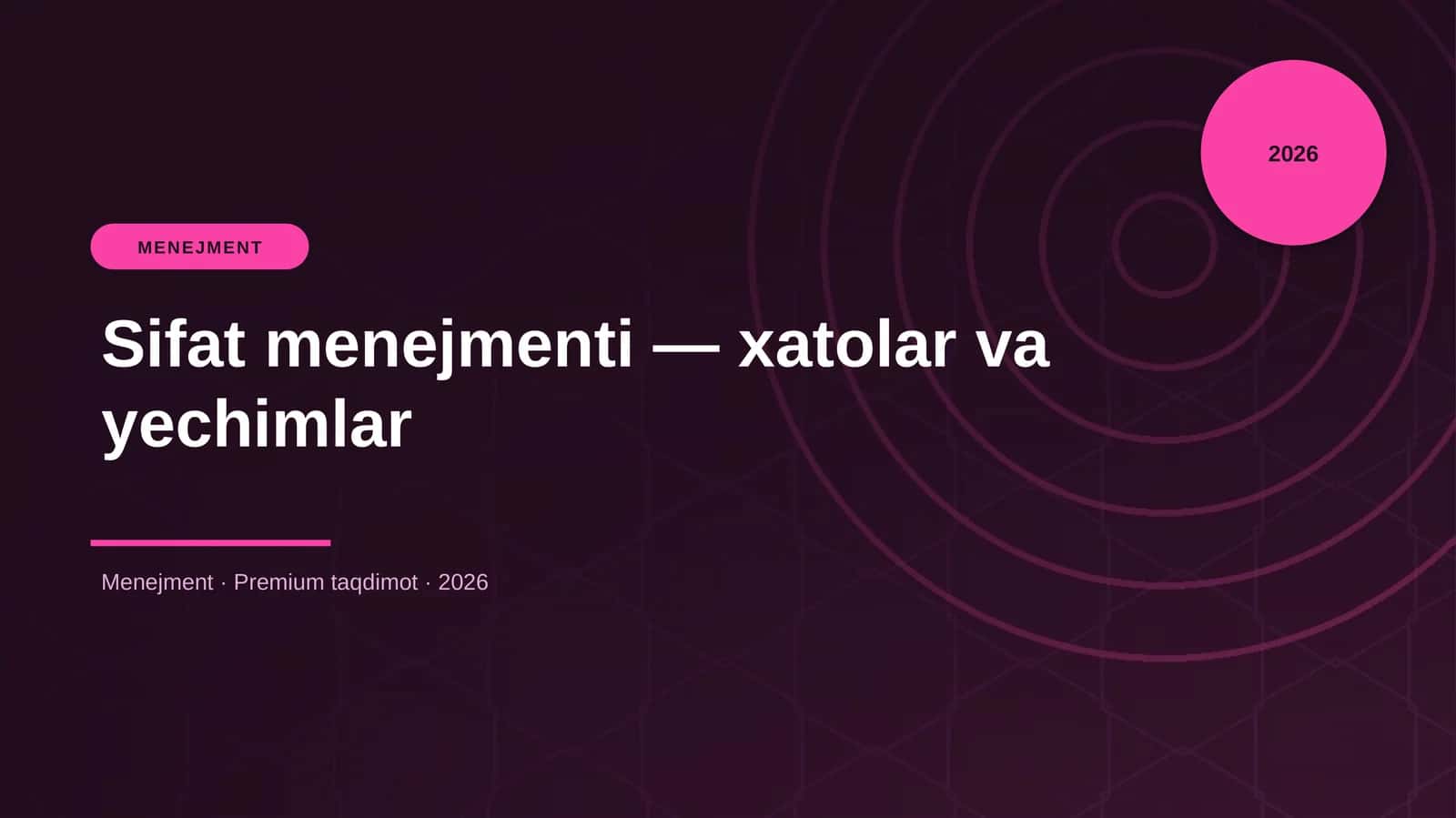 Sifat menejmenti — xatolar va yechimlar