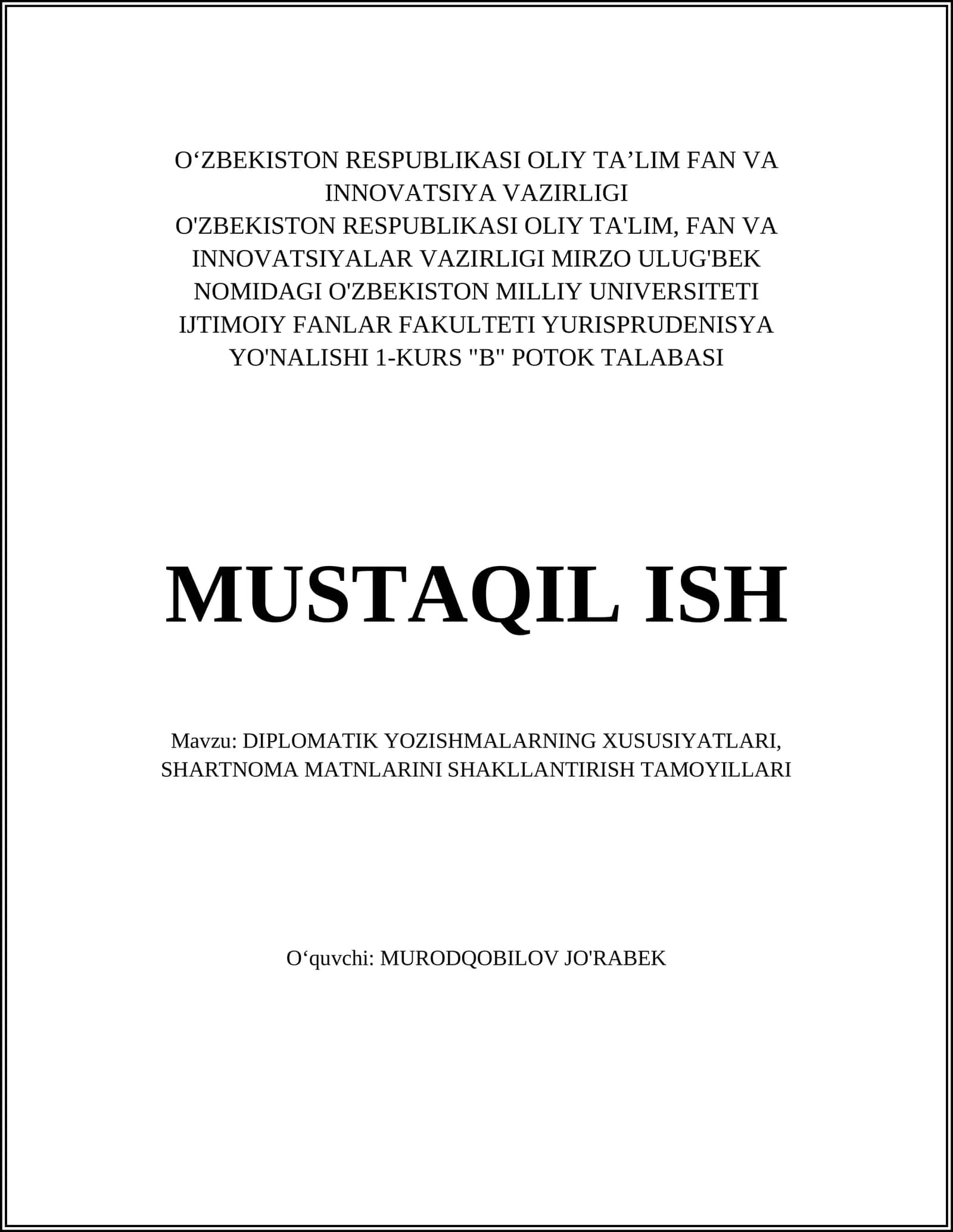 MUSTAQIL ISH