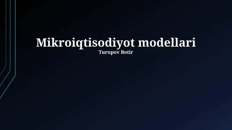 Mikroiqtisodiyot modellari