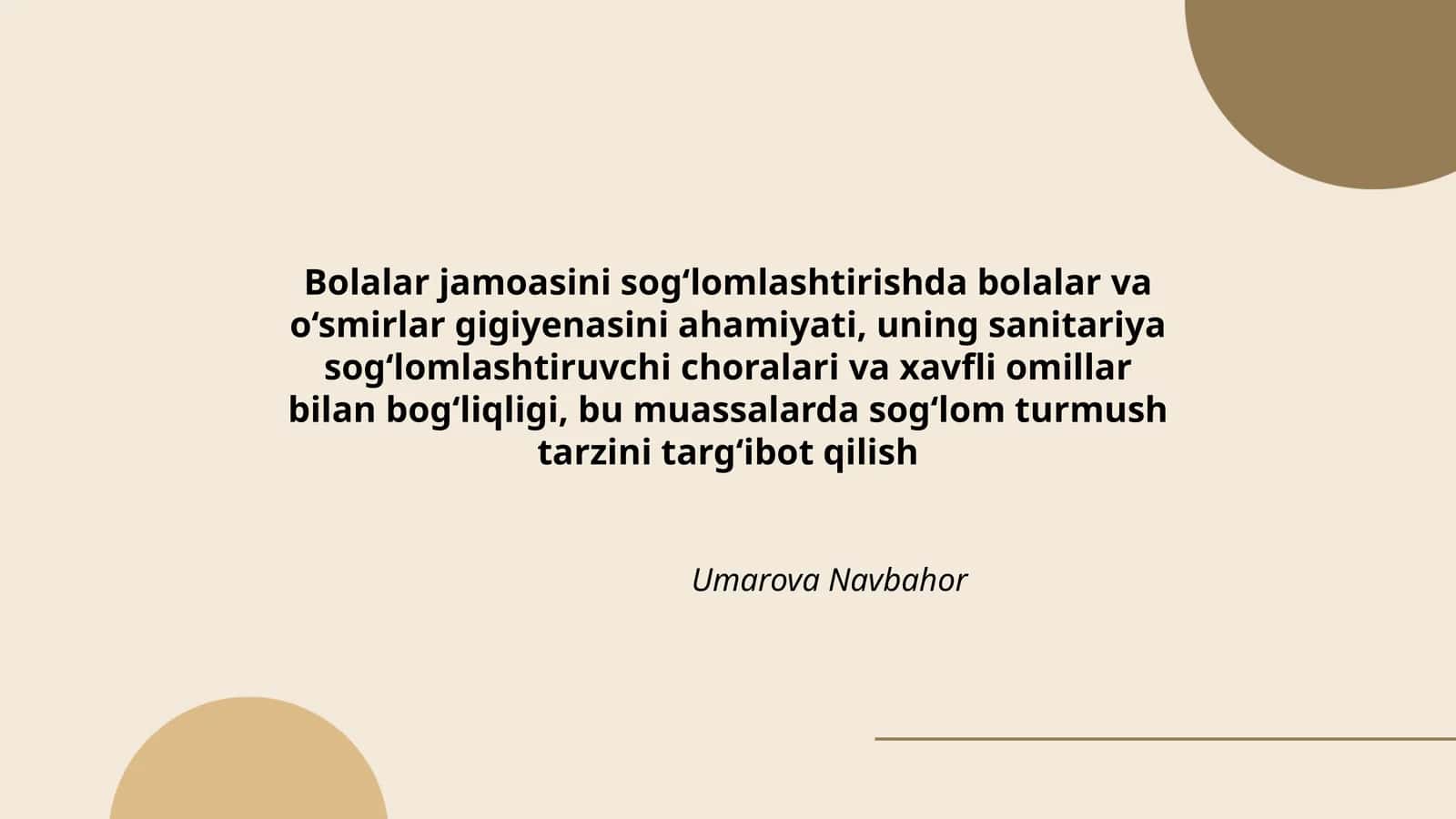 Bolalar va O'smirlar Gigiyenasi