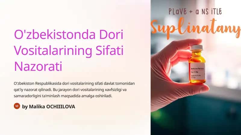 O'zbekistonda Dori Vositalarining Sifati Nazorati