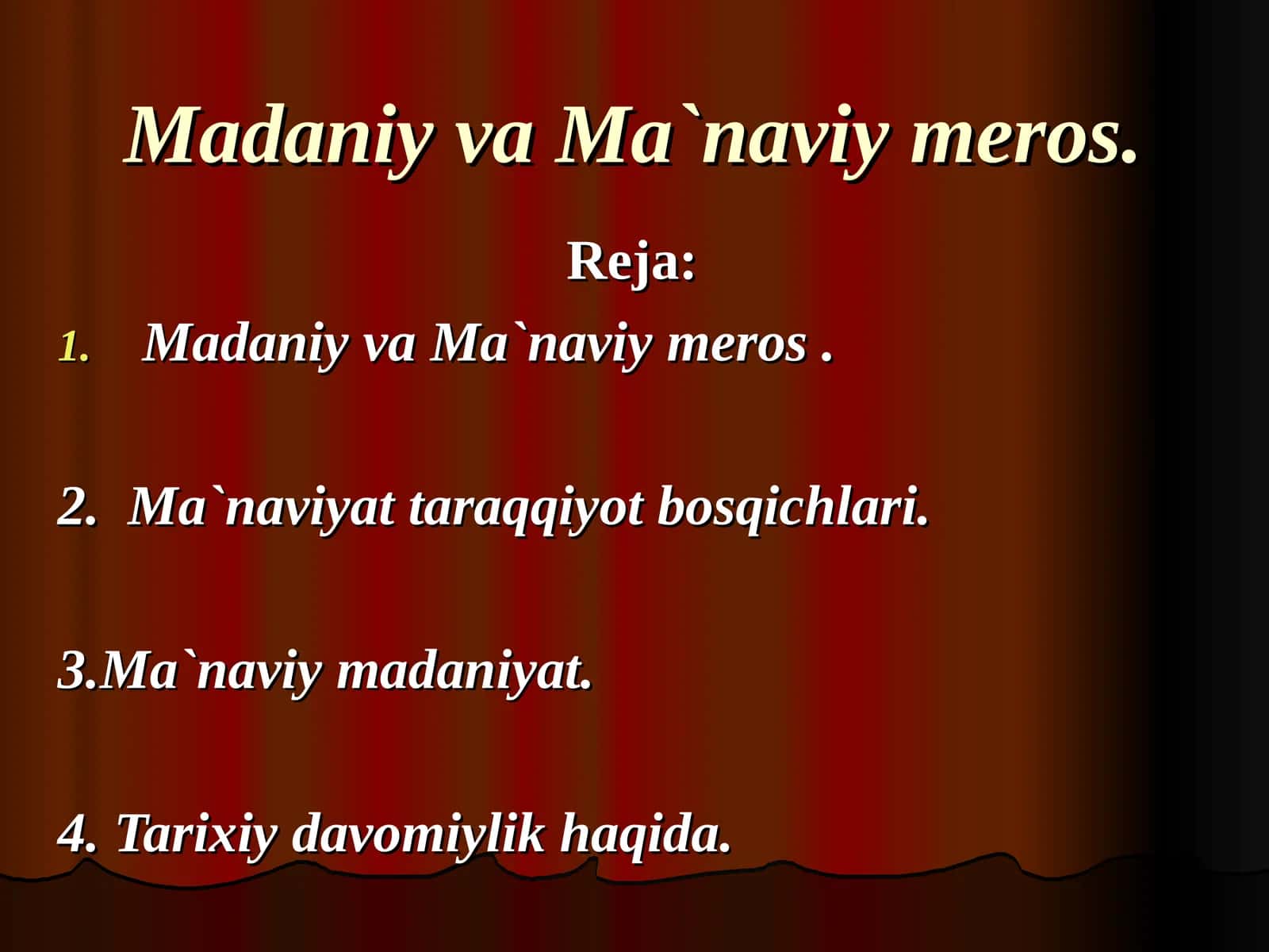 Madaniy va Ma`naviy meros