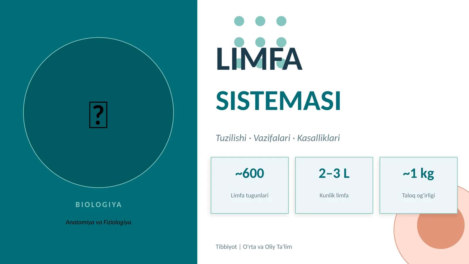 Anatomiya va Fiziologiya: LIMFA SISTEMASI