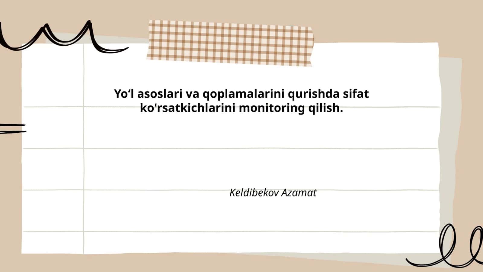 Yoʻl asoslari va qoplamalarni qurishda sifat ko'rsatkichlarini monitoring qilish