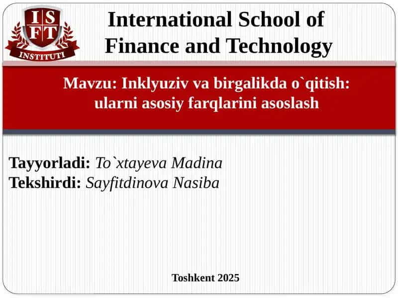 Inklyuziv va birgalikda o'qitish: ularni asosiy farqlarini asoslash