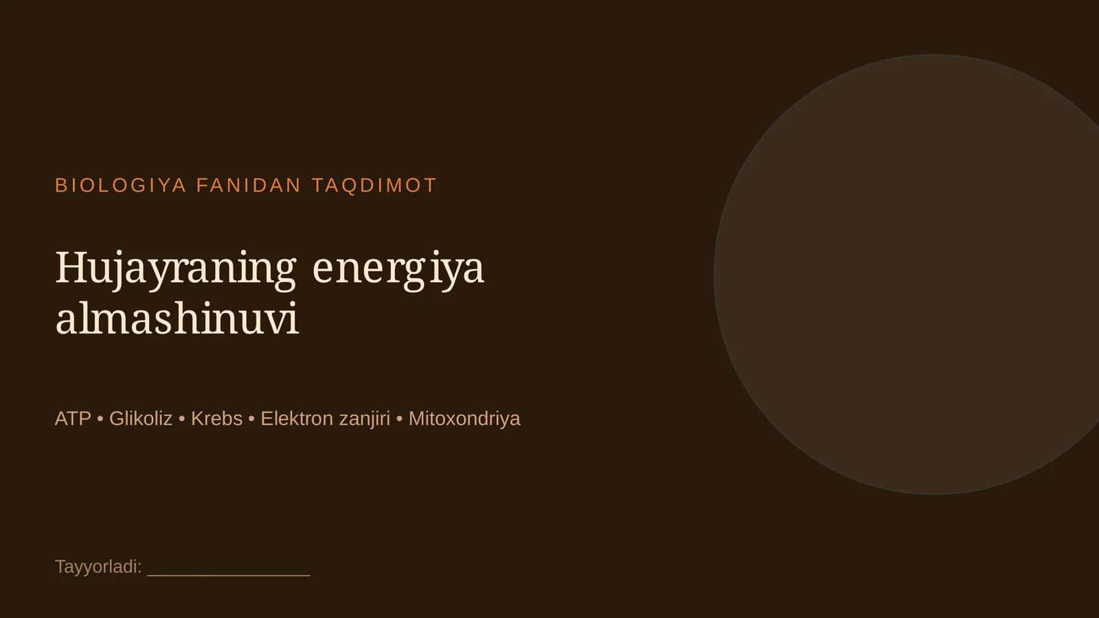 Hujayraning energiya almashinuvi