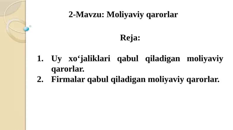 Moliyaviyqarorlar