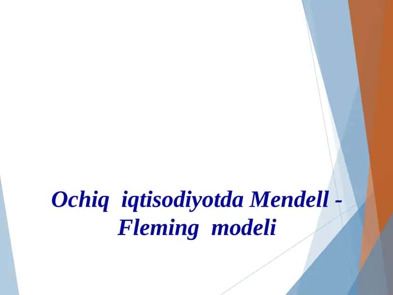 Ochiq iqtisodiyotda Mendell - Fleming modeli
