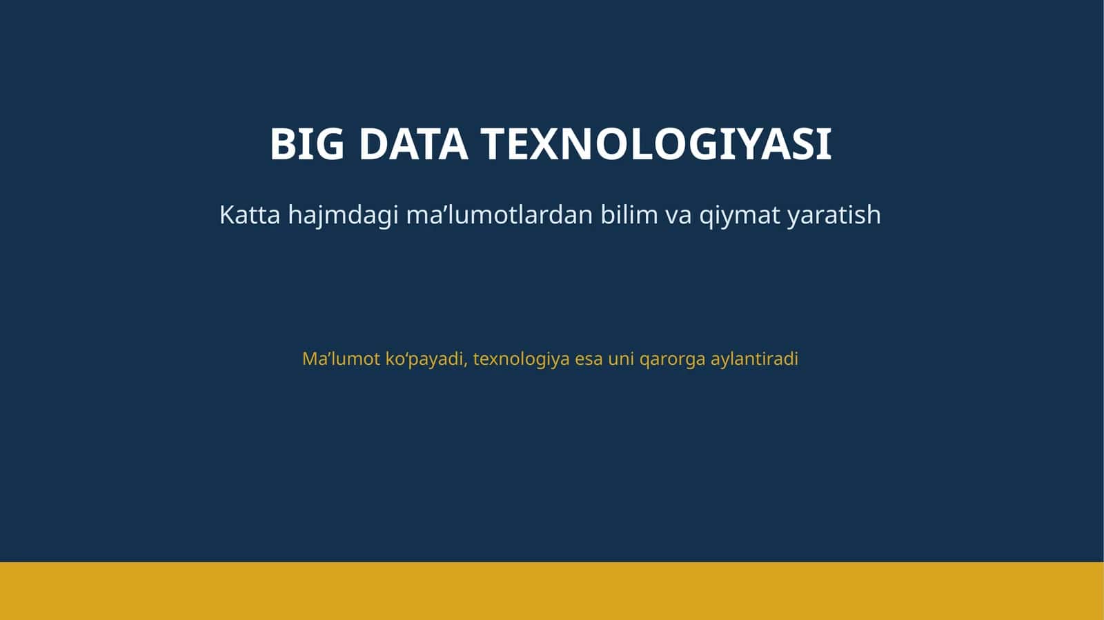 BIG DATA TEXNOLOGIYASI