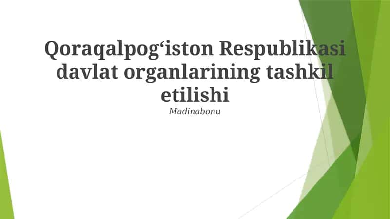 Qoraqalpogʻiston Respublikasi davlat organlarining tashkil etilishi