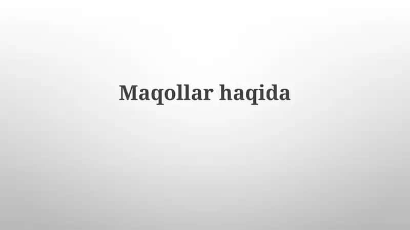 Maqollarhaqida