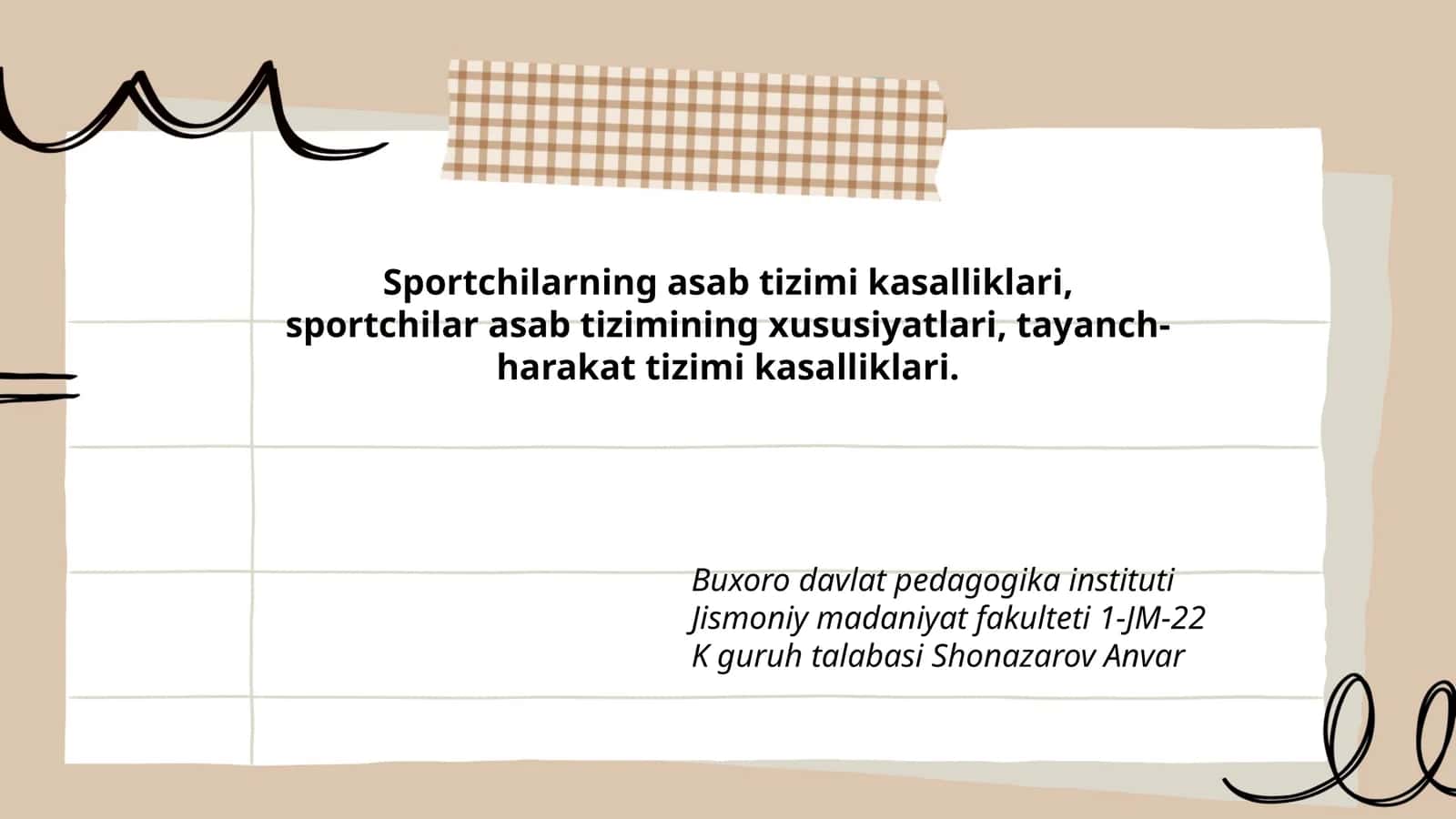 Sportchilarning asab tizimi kasalliklari