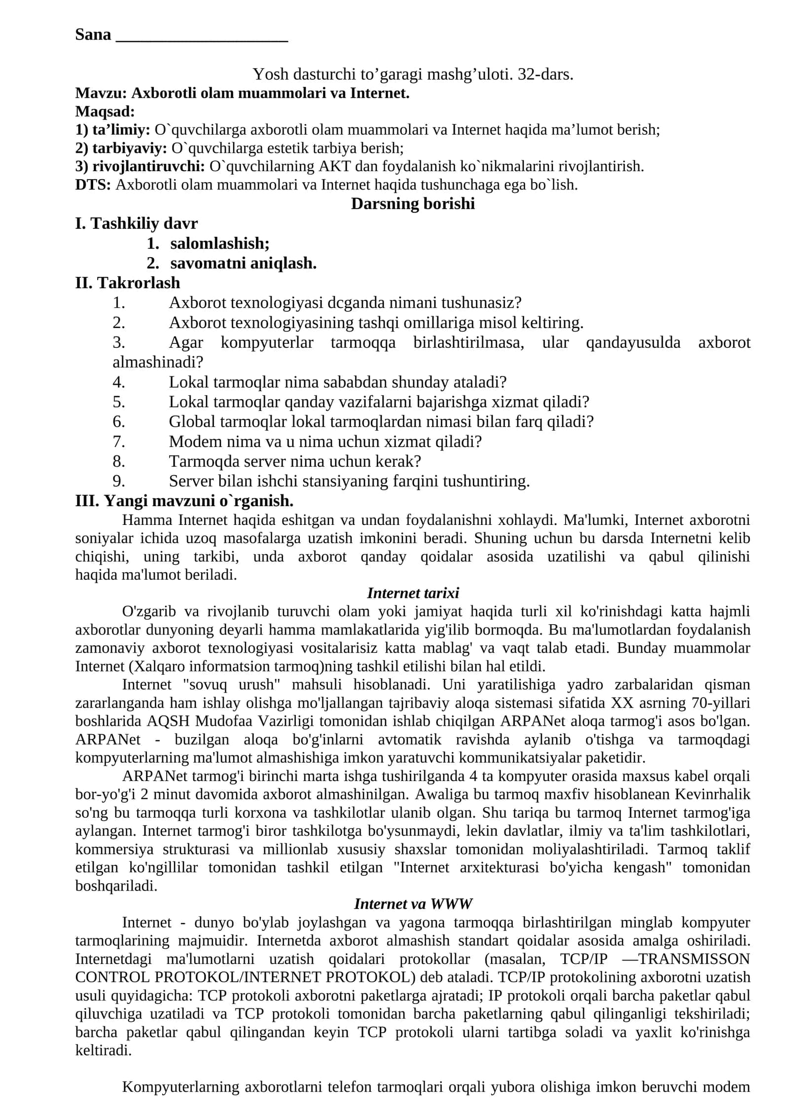 Internet va axborot texnologiyasi