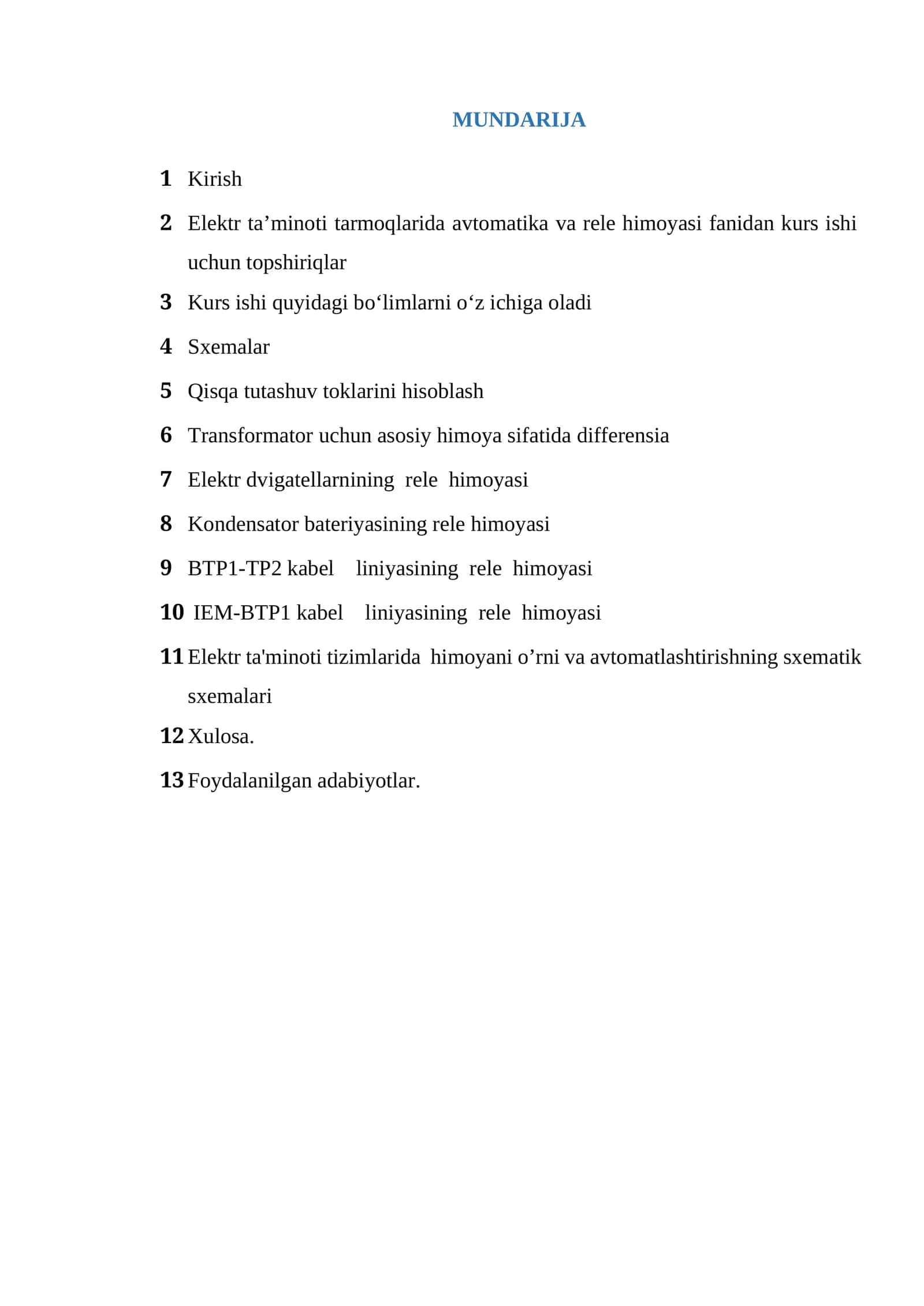 Elektr tizimlarida releli himoyani o'rni va avtomatlashtirishning sxematik sxemalari