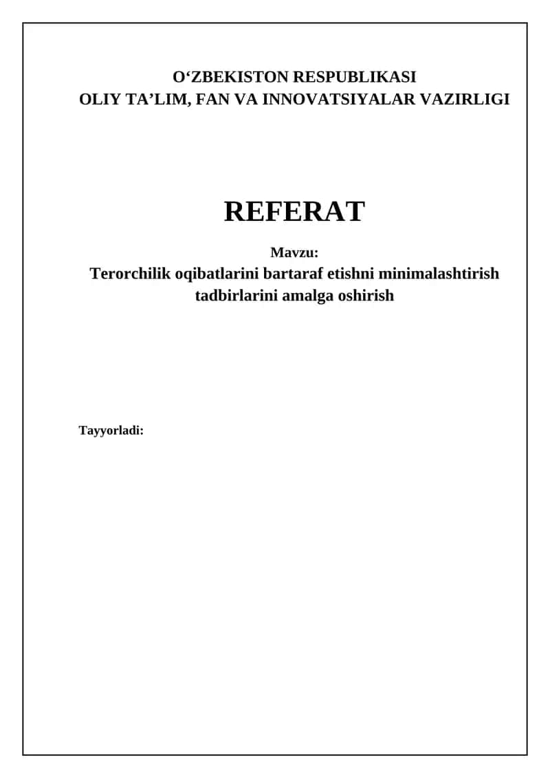 Terorchilik oqibatlarini minimallashtirish