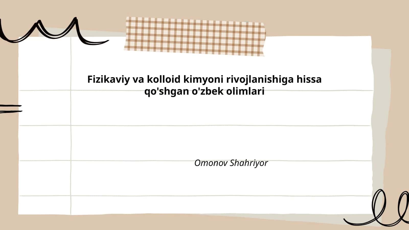 O'zbek olimlari va fizik kimyo rivojlanishi
