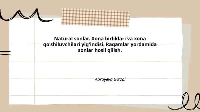 Tabiiy sonlar: tushuncha va misollar