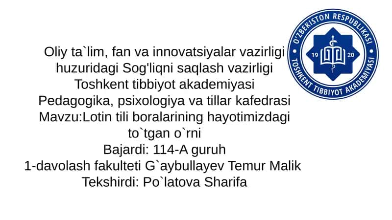Lotin tili iboralarining hayotimizda tutgan o’rni