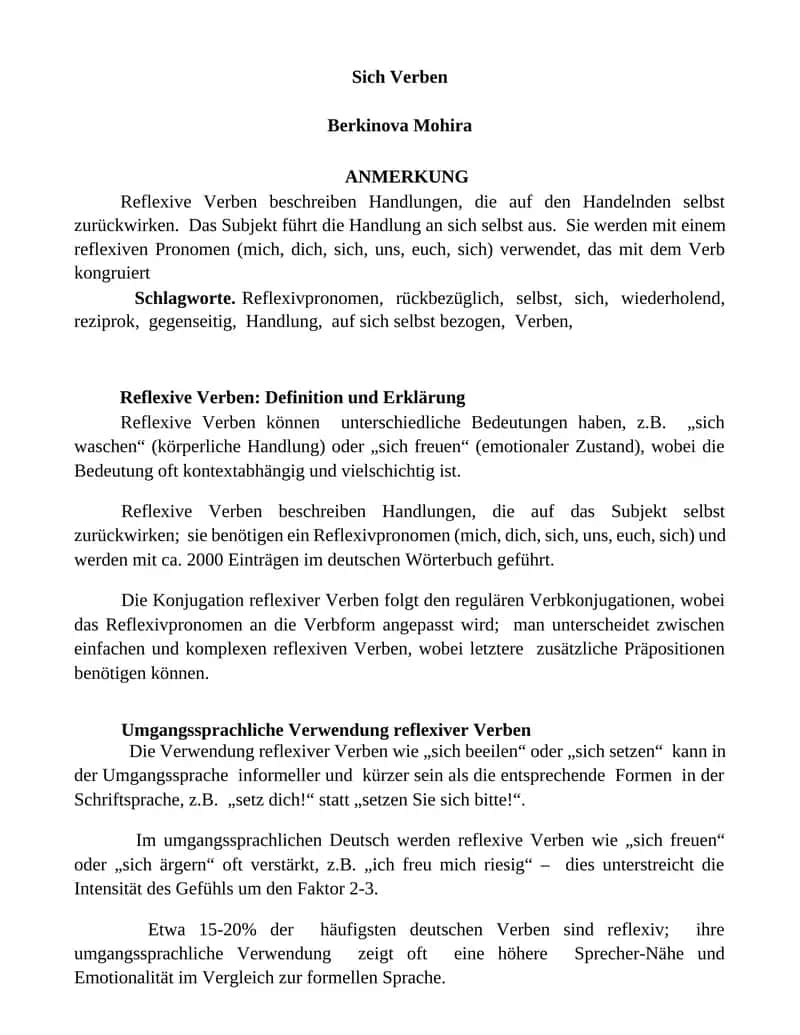 Sich Verben