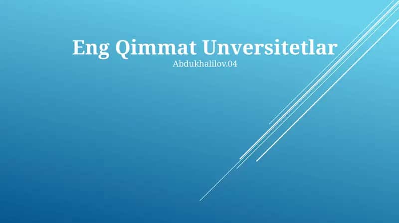 Eng Qimmat Unversitetlar