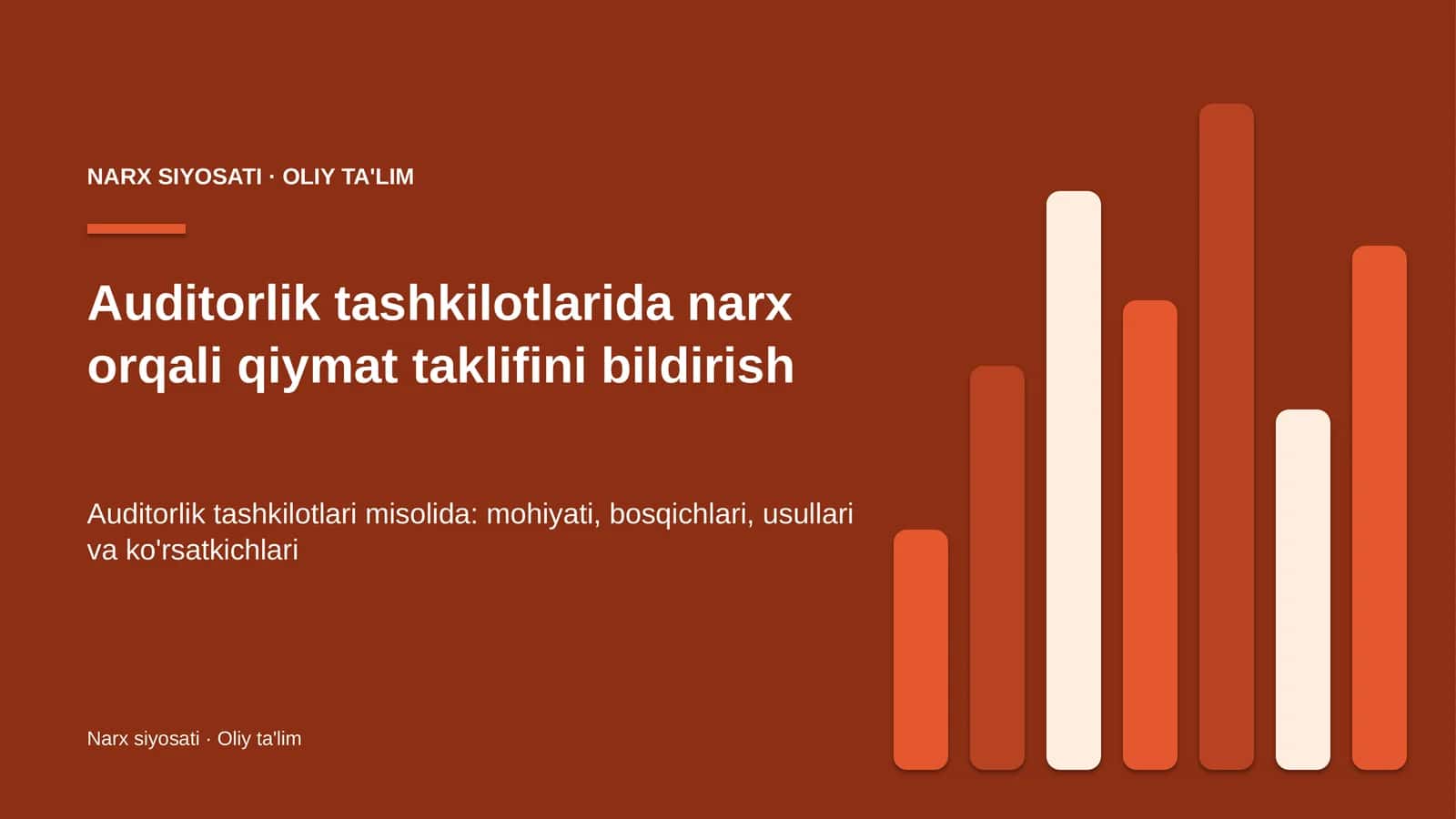 Narx siyosati · Oliy ta'lim