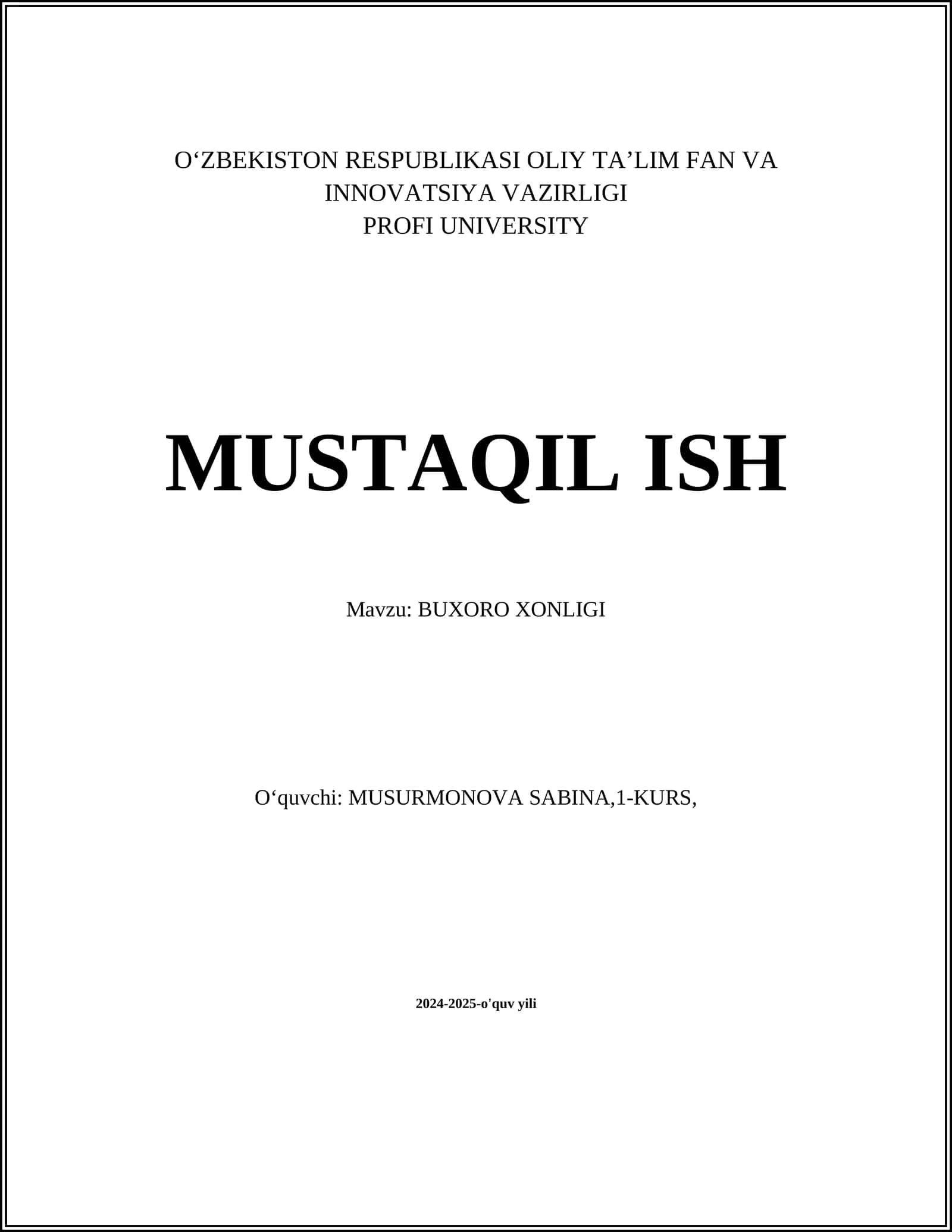 BUXORO XONLIGI
