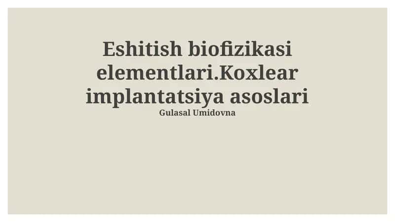 Eshitish biofizikasi elementlari