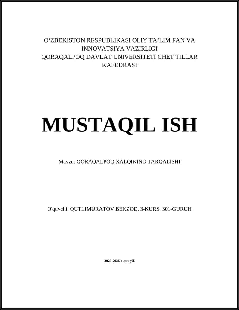 Qoraqalpoq Xalqining Tarqalishi