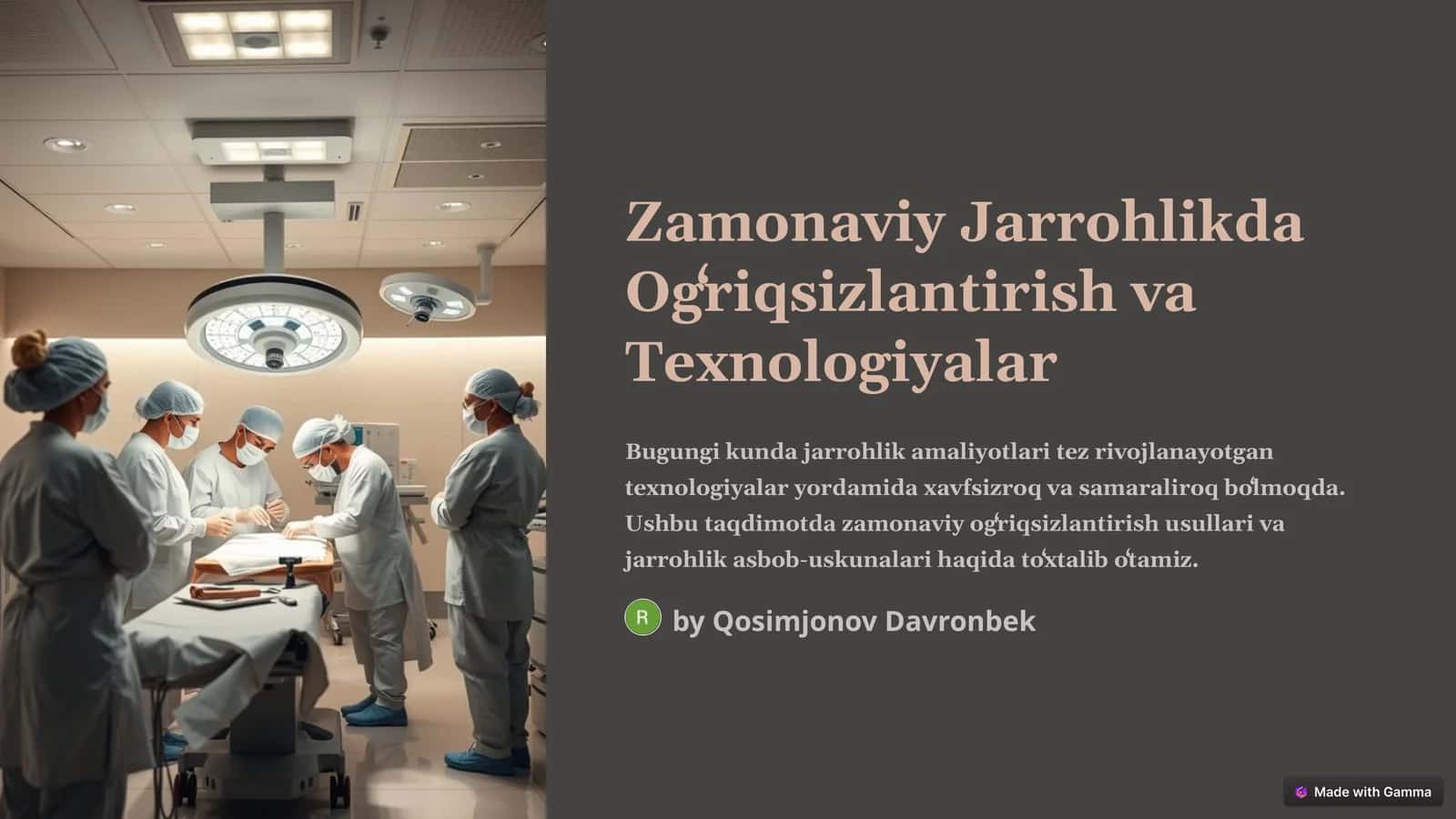 Umumiy Ogʻriqsizlantirishning Yangi Usullari