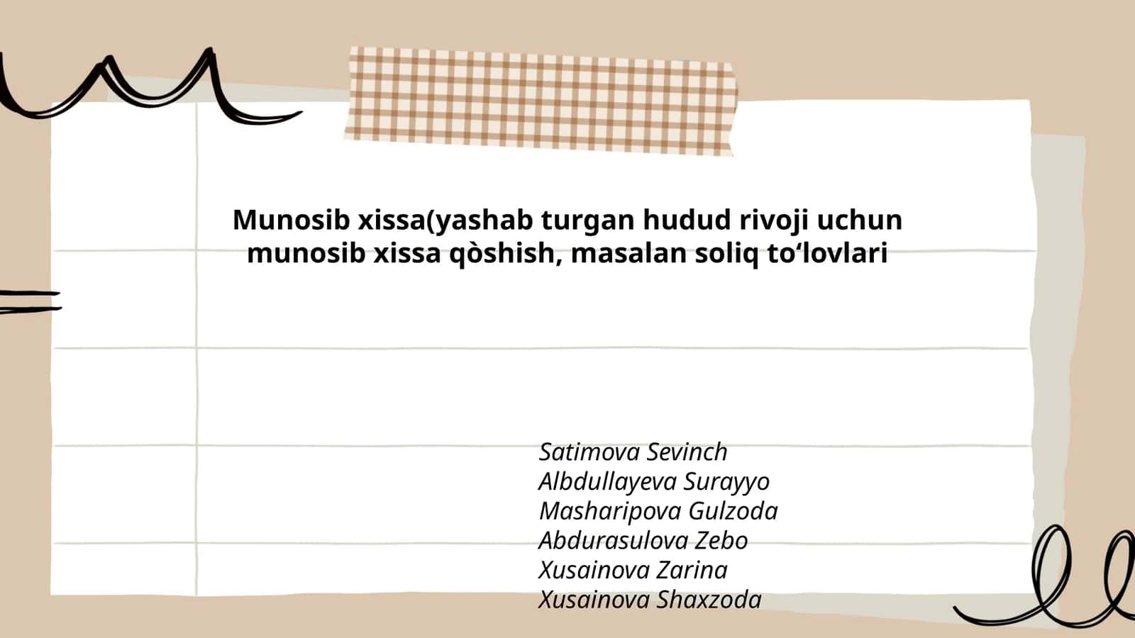 Munosib xissa(yashab turgan hudud rivoji uchun munosib xissa qòshish