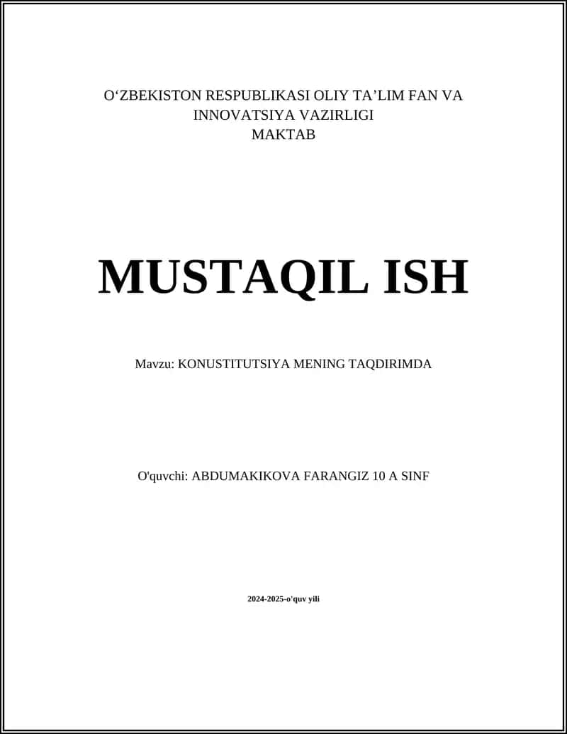 KONUSTITUTSIYA MENING TAQDIRIMDA