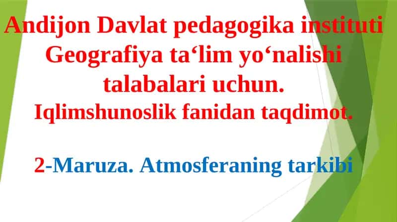 Iqlim shunoslik fanidagi taqdimot