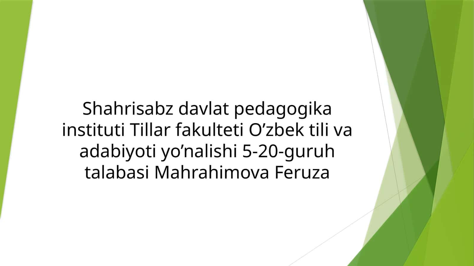 O‘zbek til va adabiyoti yo‘nalishiga dair ma’lumotlar