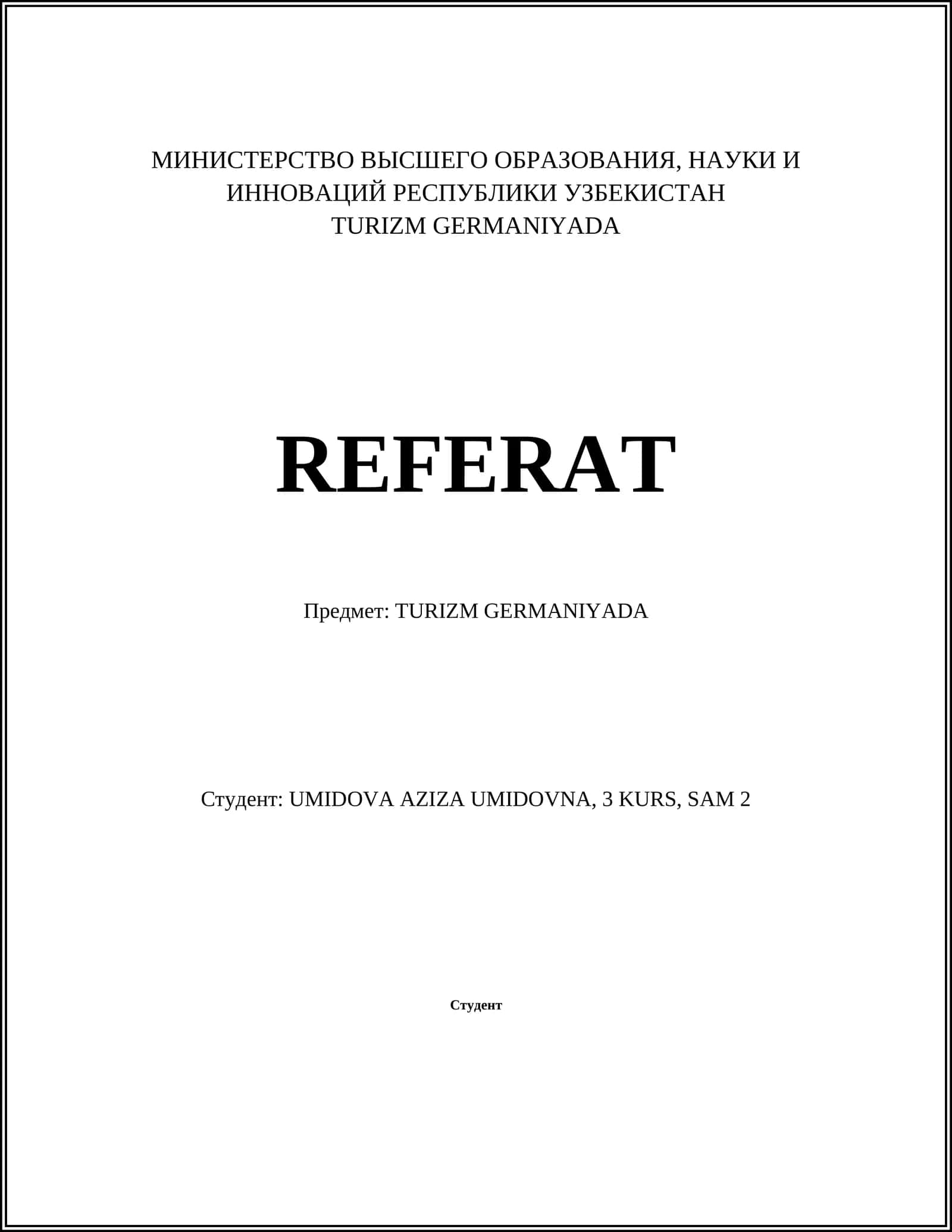 TURIZM GERMANIYADA