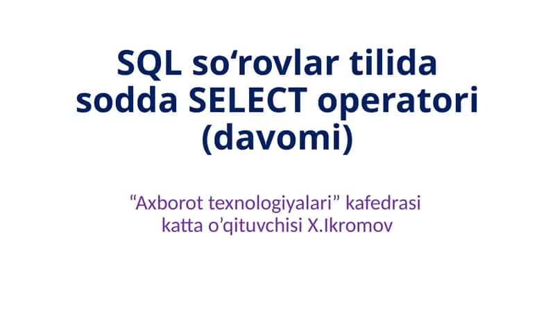 SQL SELECT DISTINCT Operatori