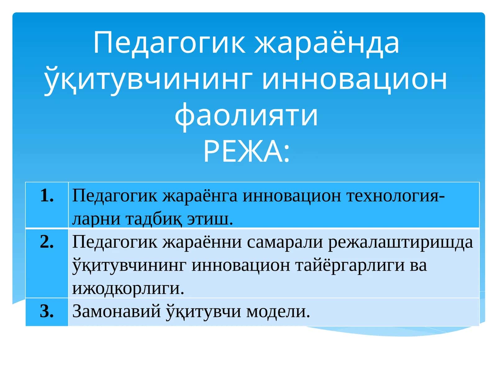 Педагогик жараёнда ўқитувчининг инновацион фаолияти