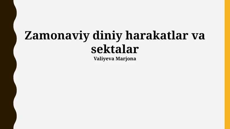 Zamonaviy diniy harakatlar va sektalar