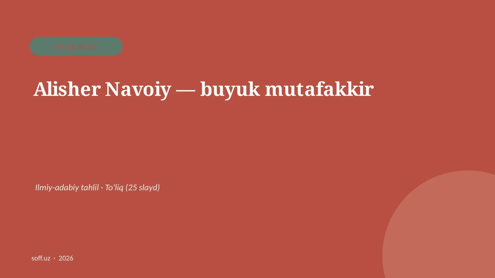 Alisher Navoiy — buyuk mutafakkir