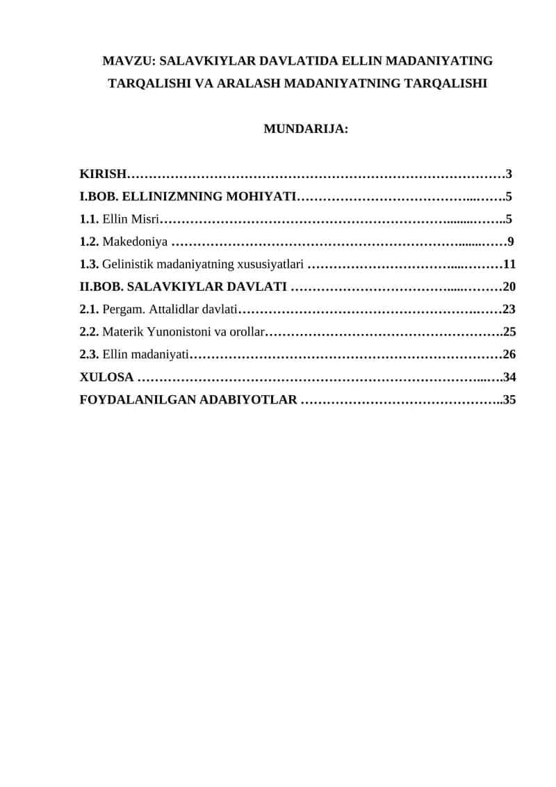 SALAVKIYLAR DAVLATIDA ELLIN MADANIYATING TARQALISHI VA ARALASH MADANIYATNING TARQALISHI