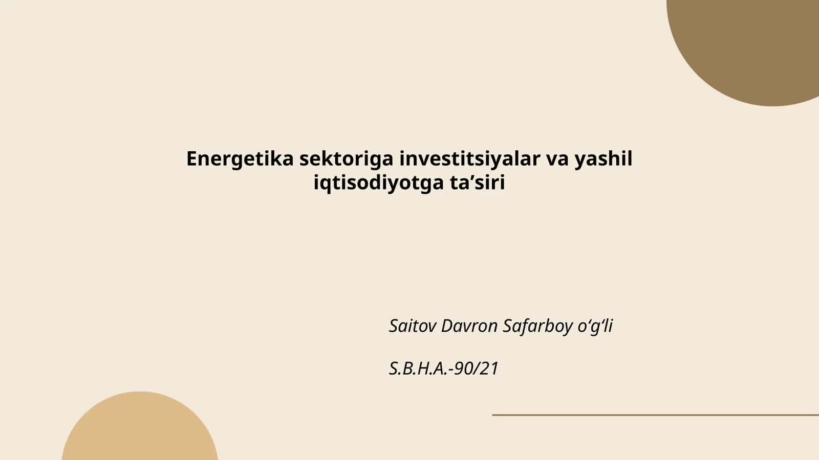 Yashil energetika tabiatni muhofaza qilish