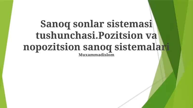 O'rinsiz son sistemaslari