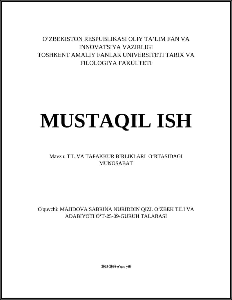 Til va tafakkur: nazariy asoslar