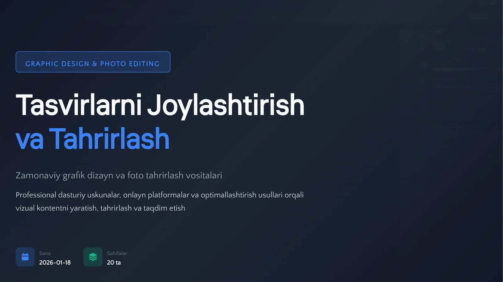 Tasvirlarni Joylashtirish va Tahrirlash