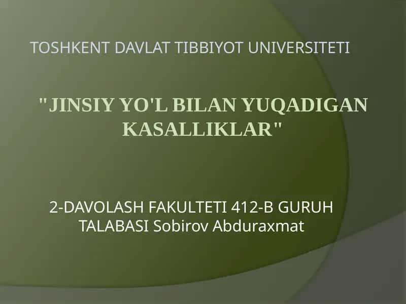 Jinsiy yo'l bilan yuqadigan kasalliklar